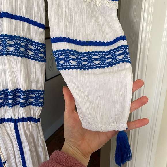 Dodo Bar Or White and Blue Long Dress sz S - Picture 8 of 13